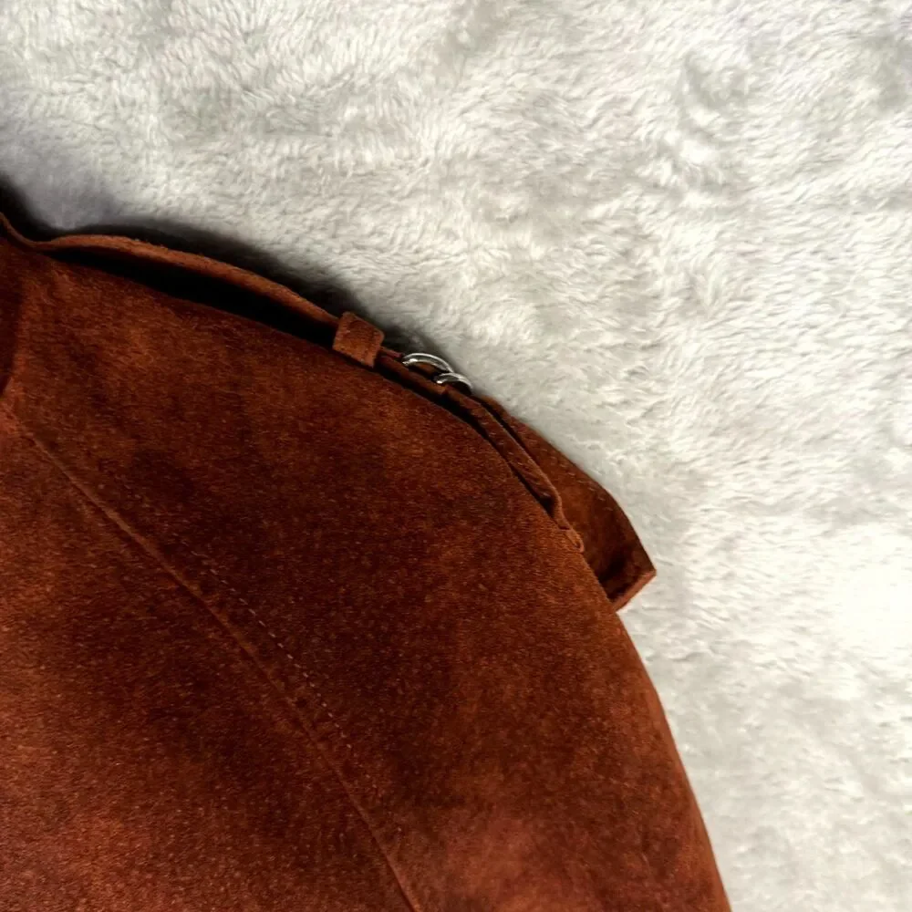 Vtg 80s Windsor Leatherwear Jacket Mens 40 Brown Suede Leather Full Zip Western